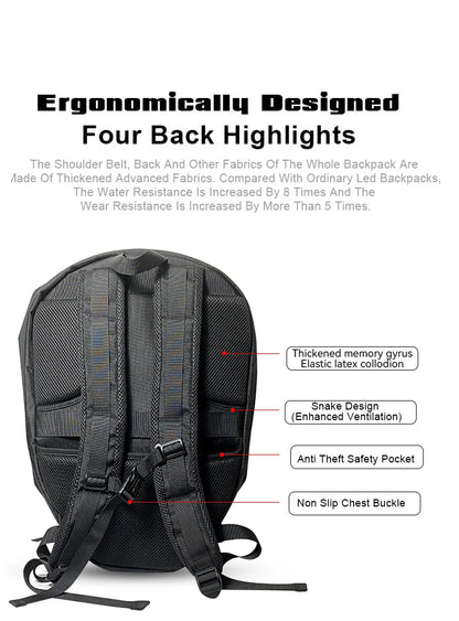 LED locomotive backpack Display scree APP backpack Business travel Laptop Cycling  Backpack Men outdoor eyes bag for motorcycle