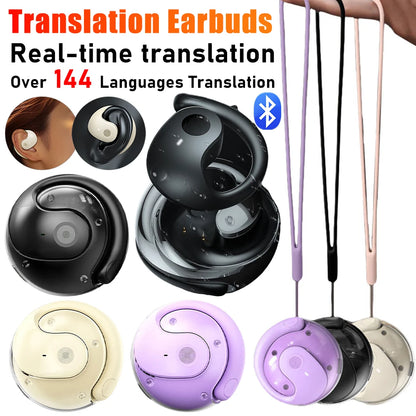 Wireless Bluetooth Translation Earbuds Over 144 Languages Voice Translating Device Waterproof BT Real-time Translation Ear Buds