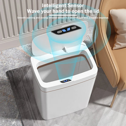 15/18L Automatic Trash Bin Quiet Intelligent Touchless Trash Can Rechargeable Auto Motion Sensor Rubbish Can for Bathroom Toilet