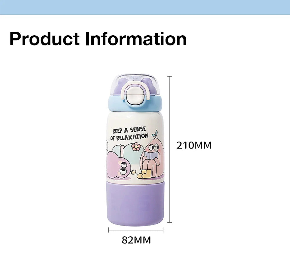 500ML Cartoon Kids Thermos Bottle Cute Children's Thermal Water Bottle 316 Stainless Steel Thermos Mug For Outdoor Water Cup ﻿