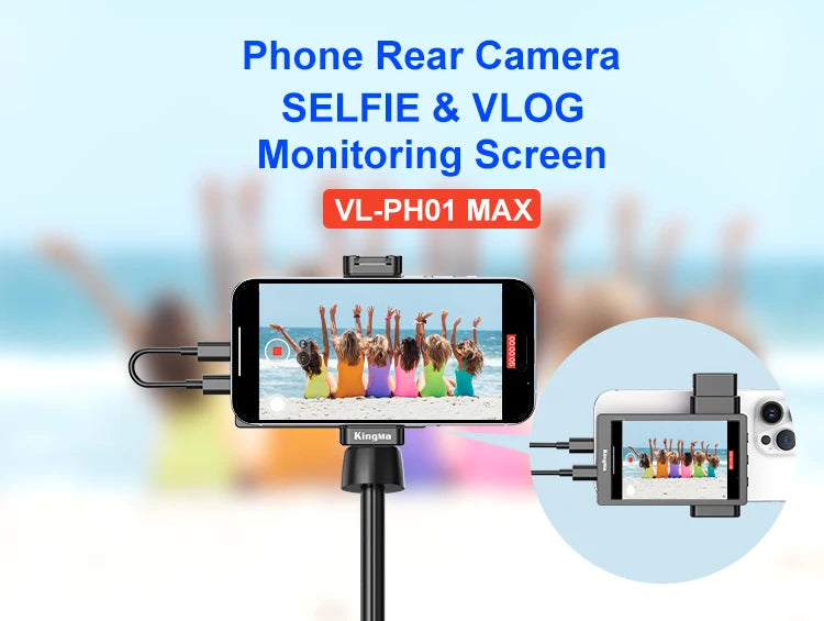 Phone Vlog Selfie Monitor Screen Support 4K Wired Recording Using Phone Rear Camera for iPhone Selfie Vlog Live Stream TikTok