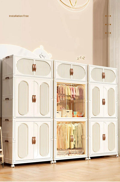 Children's Wardrobe Bedroom Closet Cabinet Baby Storage Box Toy Clothes Organizer Locker Folding Sorting Partition Wardrobe ﻿﻿ - MarvelouStoree