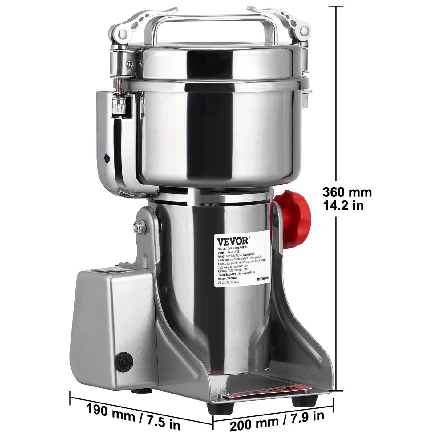 VEVOR Electric Grain Mill Grinder Stainless Steel Pulverizer Powder Machine for Dry Herbs Grains Spices Cereals Coffee Corn - MarvelouStoree