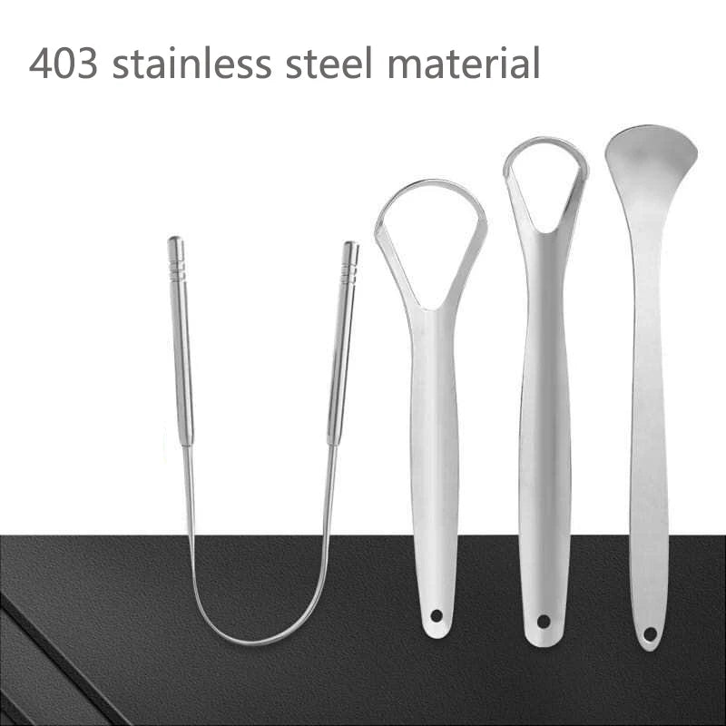 Stainless Steel Tongue Scraper Cleaner Travel Handy Case Fresh Breath Cleaning Coated Oral Hygiene Scrapper Cleaning Tools