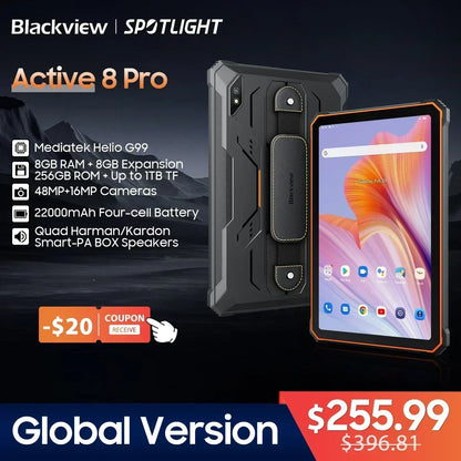 [World Premeire] Blackview Active 8 Pro Rugged Tablets Android 13 10.36" 2.4K Display Helio G99 16GB 256GB Tablet PC 22000mAh