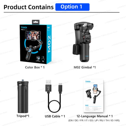 Handheld Gimbal Stabilizer Selfie Tripod with Wireless Remote for Smartphone 3-Axis Anti Shake Gimbal Foldable for iPhone Xiaomi