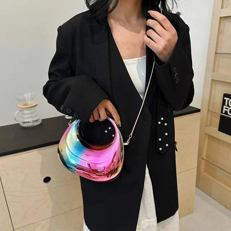 MOODS Evening Clutch Bags For Women 2024 Luxury Designer Purses And Handbags Golden Wedding Dinner Party Round Handle Wrist Bag