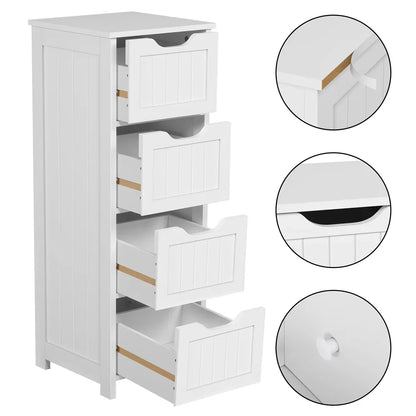 New Bathroom Cabinets Wooden Storage Cabinet Organizer with 4 Drawers for Bathroom White Bathroom Furniture