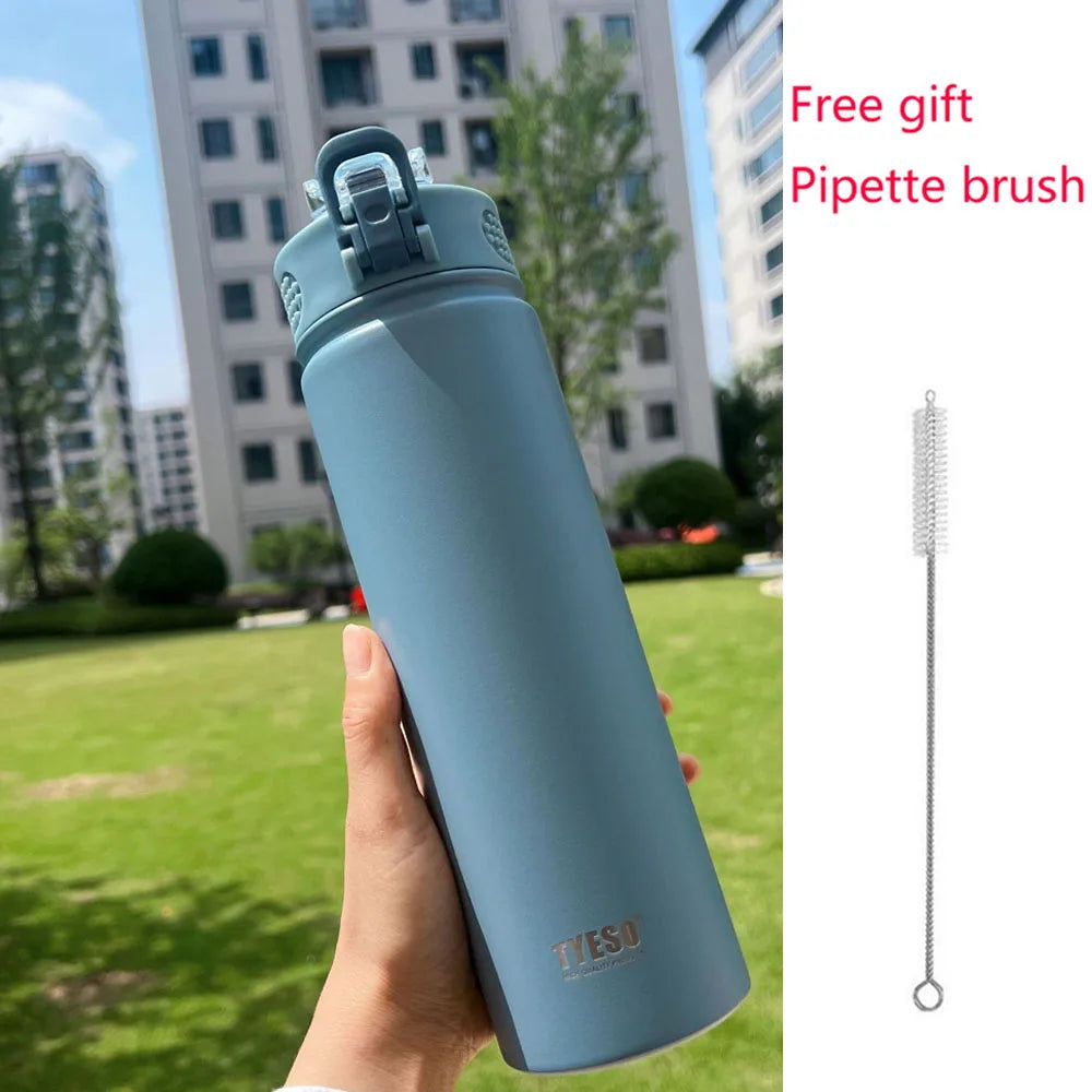 Thermos Bottle with Straw 750ml Stainless Steel Thermal Cup Car Insulated Flask Water Tumbler for Outdoor Sports