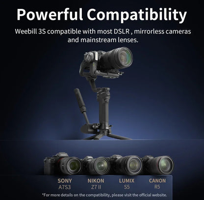 ZHIYUN Weebill 3S Stabilizer 3-Axis Handheld Gimbal for Sony For Canon for Panasonic for Nikon DSLR Mirrorless Cameras