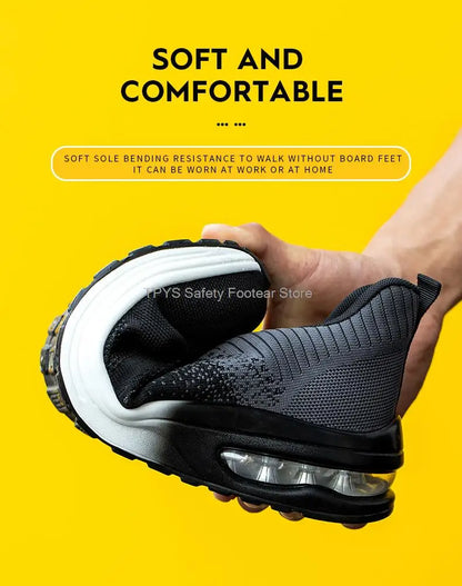 Air Cushion Work Shoes Men Steel Toe Safety Shoes Man Anti Smash Puncture Proof Safety Work Shoes Men Women Indestructible Shoes