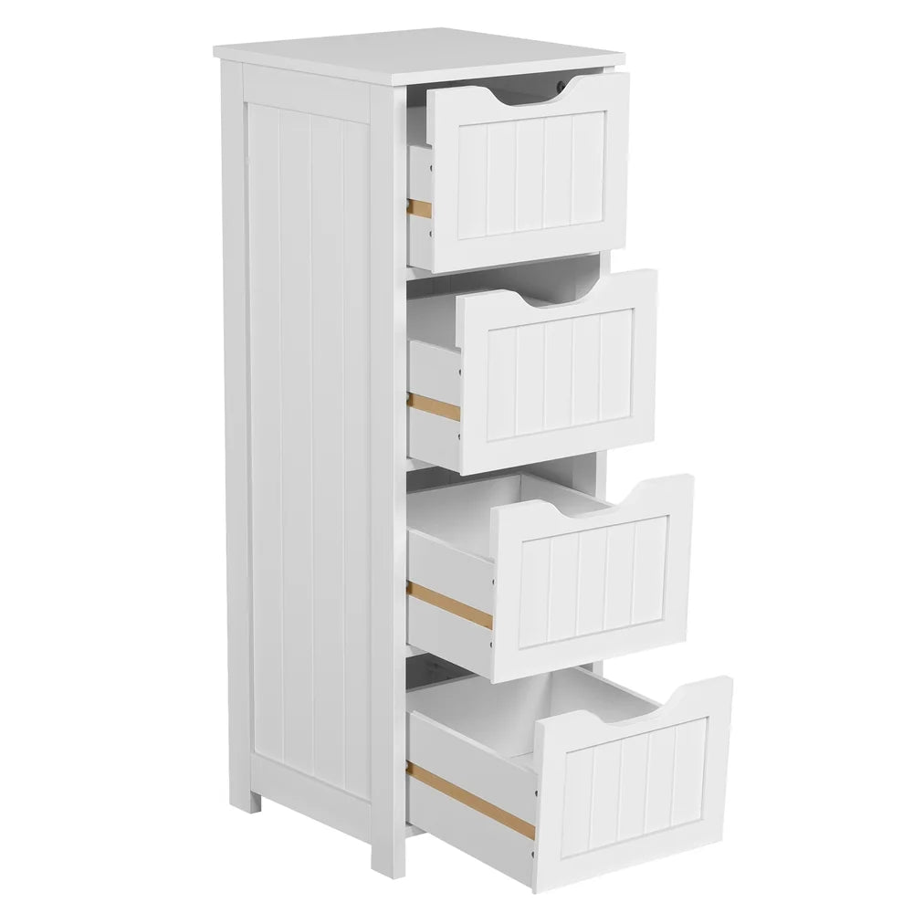 New Bathroom Cabinets Wooden Storage Cabinet Organizer with 4 Drawers for Bathroom White Bathroom Furniture