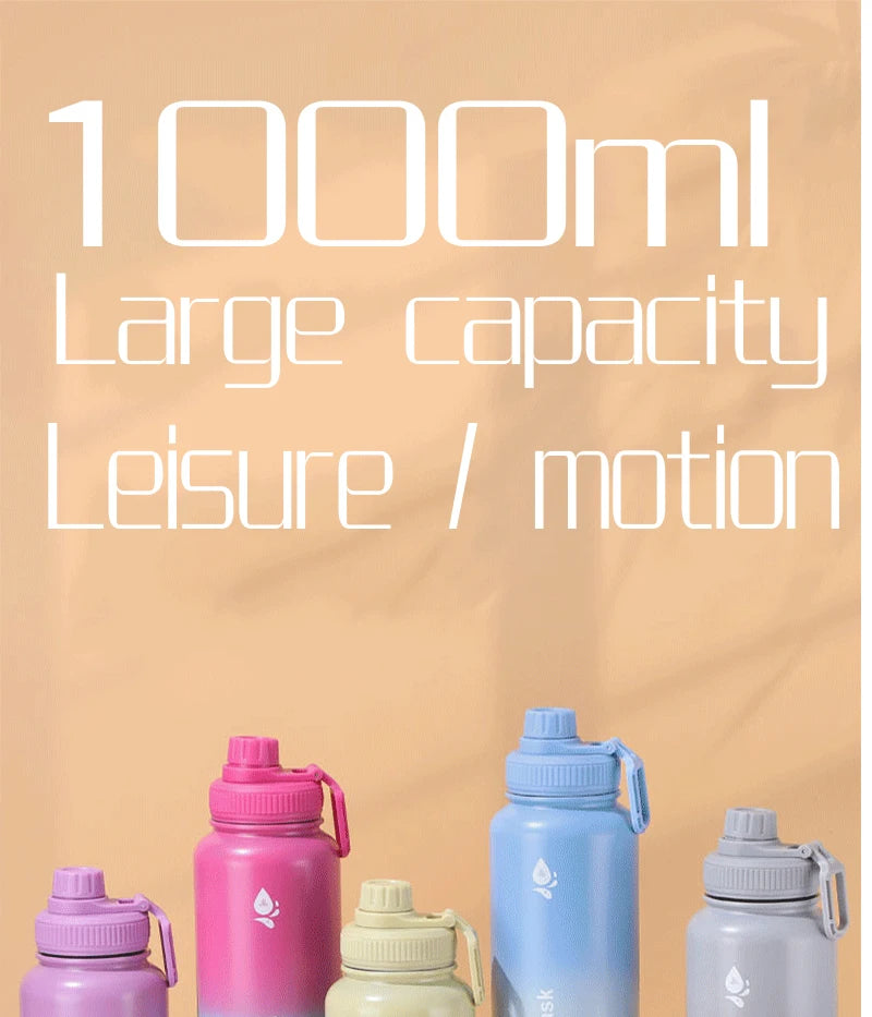 32OZ Large Capacity Thermo Bottle 1000ML Stainless Steel Thermal Thermo Water Portable Vacuum Mug Thermos Insulated Cup Tumbler