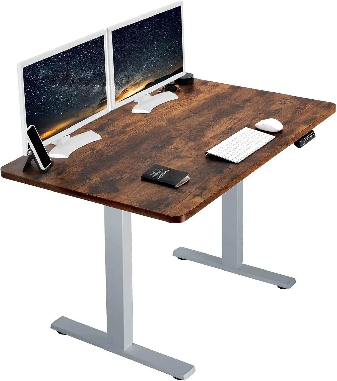 Electric Rustic Standing Desk Workstation, Memory Controller Height Adjustment Particle Board, Steel Computer Standing Desk - MarvelouStoree