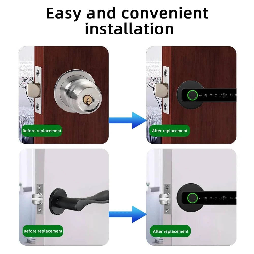 RAYKUBE M5 Tuya BLE Fingerprint Door Lock Digital Electronic Lock with Password/Key/IC Card/ Smartlife/ Tuya APP Unlock