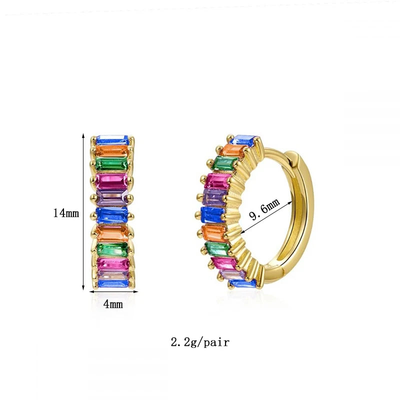 KEYOUNUO Gold Filled Stud Earrings Set For Women Ear Cuffs Colorful Zircon Dangle Hoop Earrings Fashion Party Jewelry Wholesale