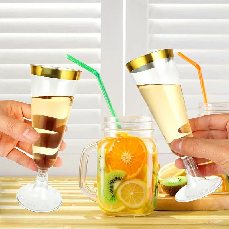 25pcs 150ml Disposable Cups Sparkling Champagne Bar Cups Plastic Champagne Flutes Clear Toasting Glasses for Weddings Party