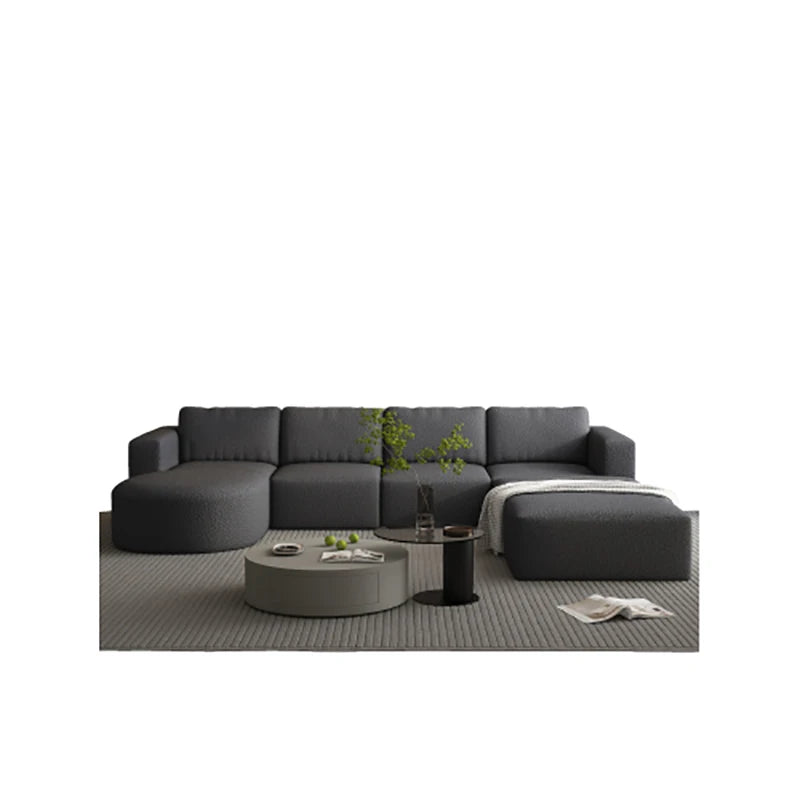 Compressed sponge Modular Sectional Sofa Sleeper Couch with Chaise and Ottoman,Convertible U Shaped Modular Sofa Set.Dark Grey