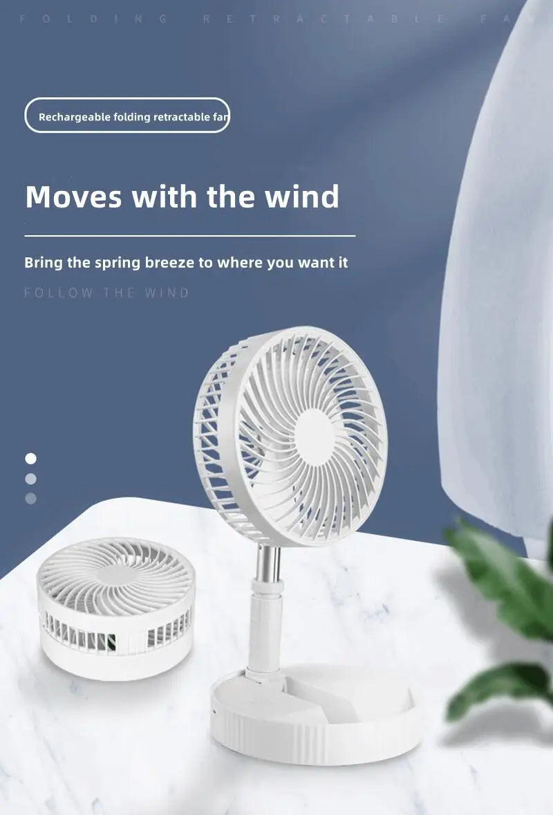 7200mah Portable Fan Rechargeable Mini Folding Telescopic Floor Low Noise Summer Fan Cooling For Household Bedroom