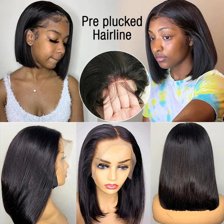 12A Ready To Go Bone Straight Bob Wig Lace Frontal 100% Human Hair Wigs For Women Short Bob Wig Lace Closure Wig Glueless Wig