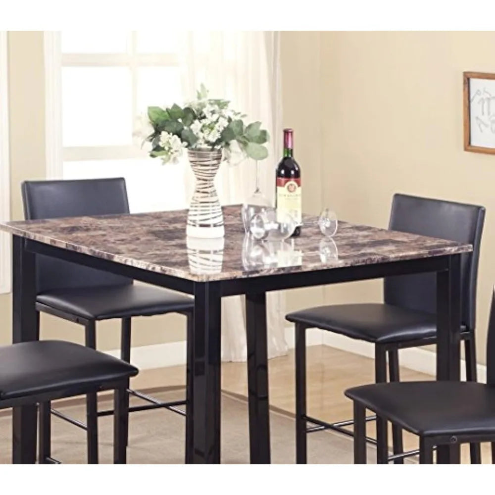 5 Piece  Counter Height Dining Set with Laminated Faux Marble Top