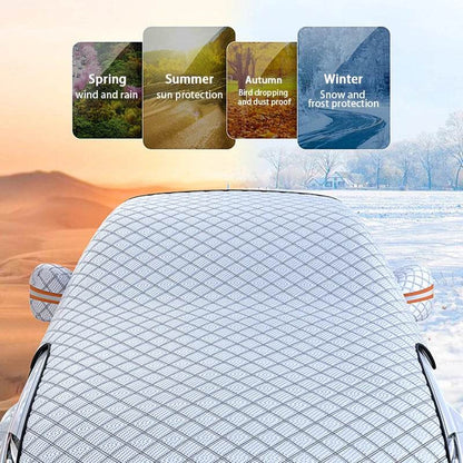 SEAMETAL Outdoor Car Cover Winter Snowproof Windshield Cover Snow Shield Universal Anti-Frost Snow Cover with Windproof Strap - MarvelouStoree