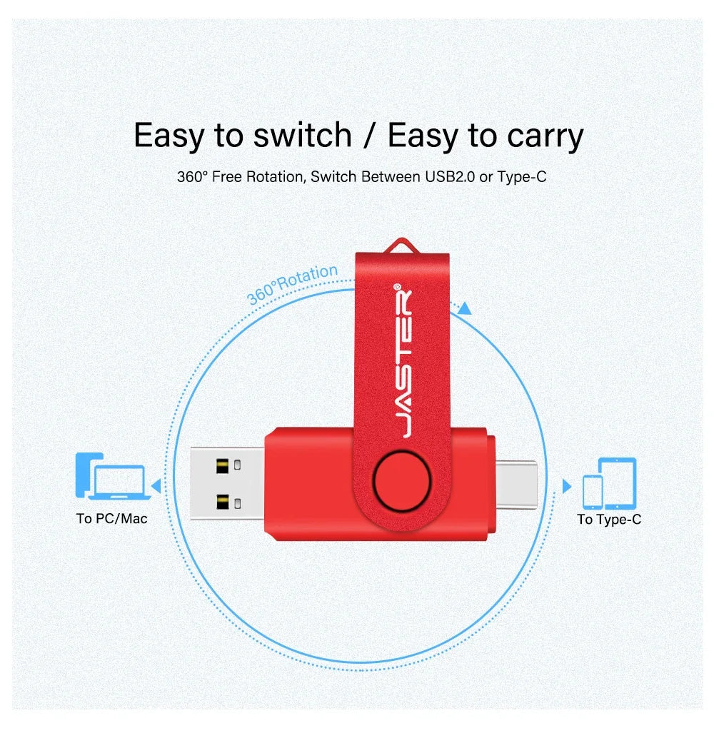 TYPE-C USB Flash Drive 128GB Real Capacity Pen Drive 64GB Free Key Chain Memory Stick Creative Business Gift Red U Disk Blue 32G