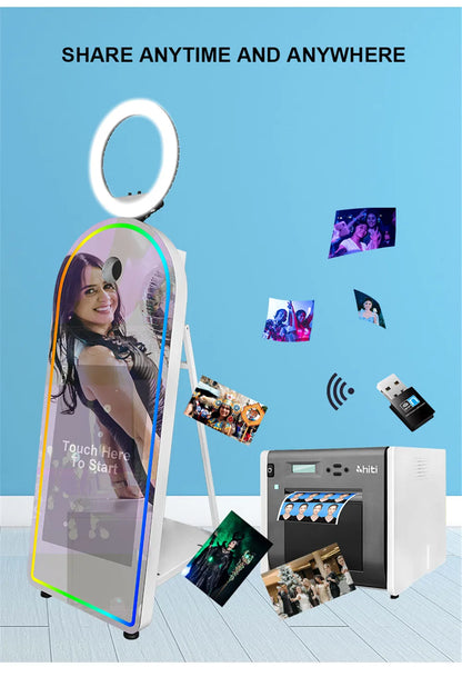 DSLR Photo Booth 32" Selfie Touch Screen Machine Magic Mirror Photo Booth for Party Wedding Events Christmas With Flight Case