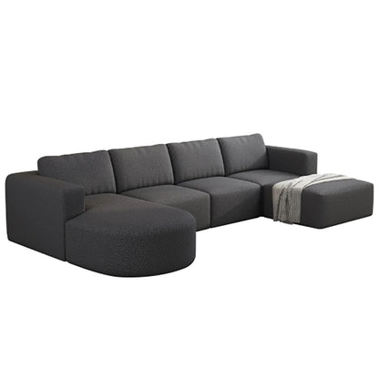 Compressed sponge Modular Sectional Sofa Sleeper Couch with Chaise and Ottoman,Convertible U Shaped Modular Sofa Set.Dark Grey