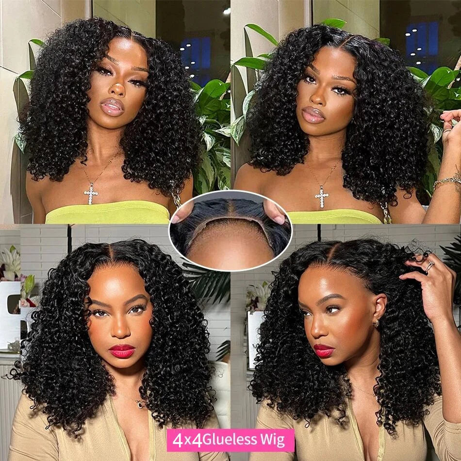 Wear And Go Bob Wigs For Women Human Hair 180% Water Wave Glueless Wig Ready To Go Human Hair Wigs Pre Cut Lace Air Wig Sale 180