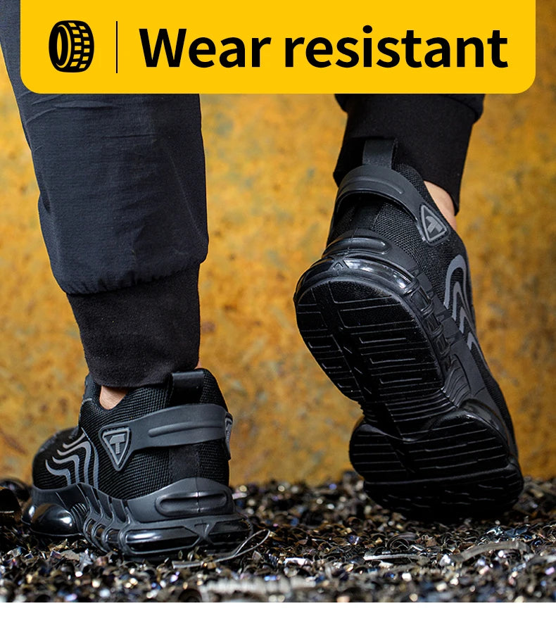 Rotary button new safety shoes for men, anti-impact and anti-piercing work shoes, fashionable men's sports shoes, and safety pro