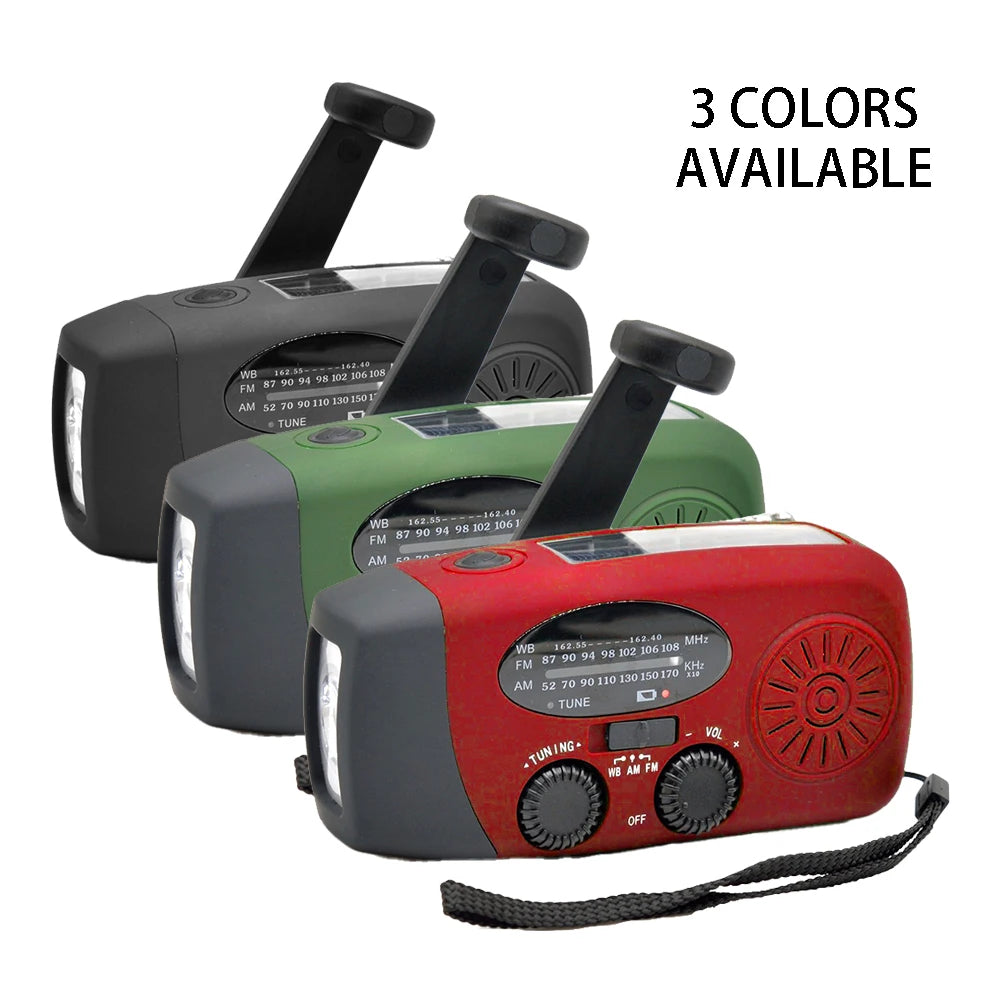 2000 mAh Emergency Radio with LED Lights Radio USB Solar Charging Light Outdoor Travel Portable Rechargeable FM/AM Radio