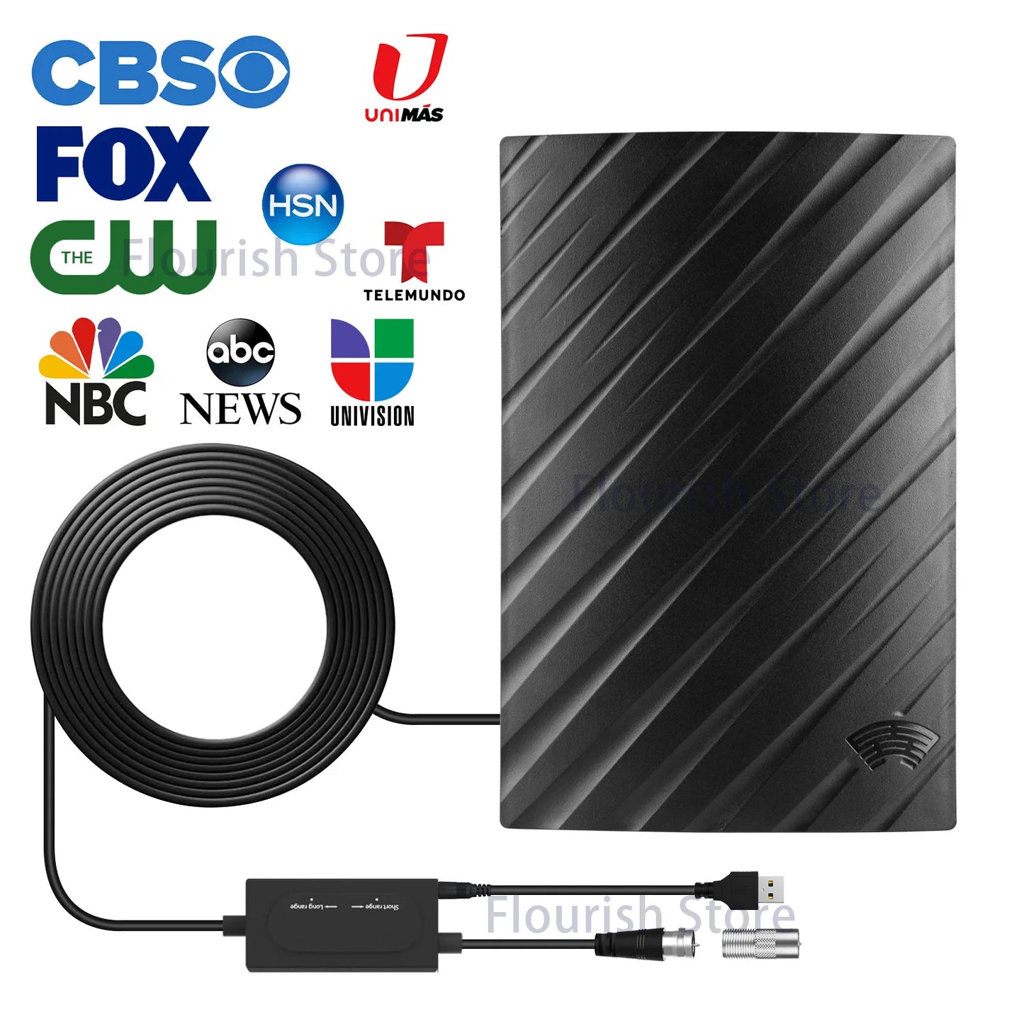 6000 Miles Outdoor Digital TV Antenna 35dBi Long Range Signal Amplifier 4K 1080P Free HDTV Channel for ATSC DVB-T DMB-T ISDB-T