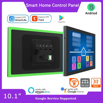 10.1 Inch inwall Smart Home Control Panel Android 13 POE Tablet,Camera ,LED Lights,Zigbee/Matter protocal, Relay, RS232, RS485