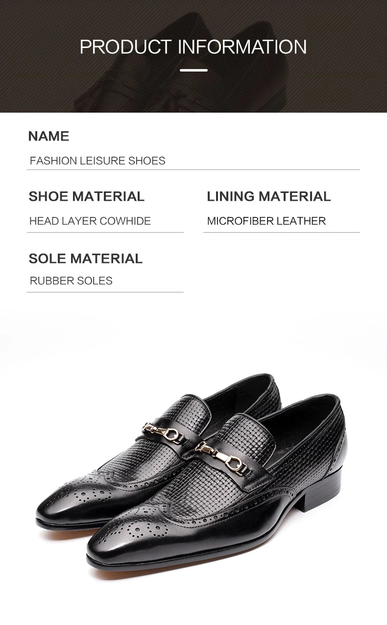 Fashion Business Casual Genuine Leather Shoes Handmade Party Wedding Wear Men Office Dress Shoe Big Size 39-50 Black Loafers