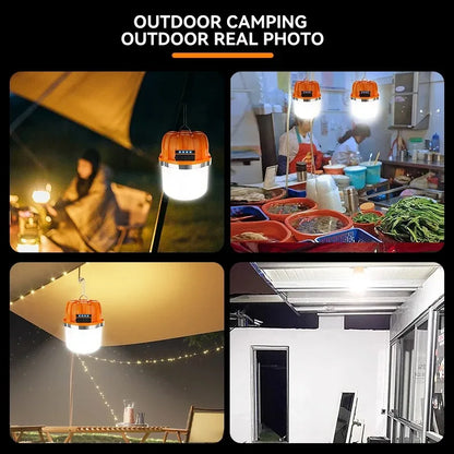 Built-in Battery Powerful USB Rechargeable LED Camping Lights Outdoor Camping BBQ Tents Hanging Lantern Emergency Power Bank