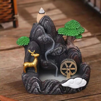 Incense Burner Resin Backflow Incense Burner Waterfall Incense Burner Innovative Tower Incense Sandalwood Aromatherapy Furnace