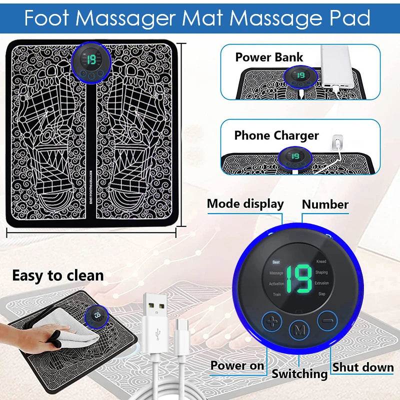 Electric Foot Massager Pad Muscle Massage Relaxation Trainer For Massage Fitness Outdoor Sport Home Family Relax - MarvelouStoree