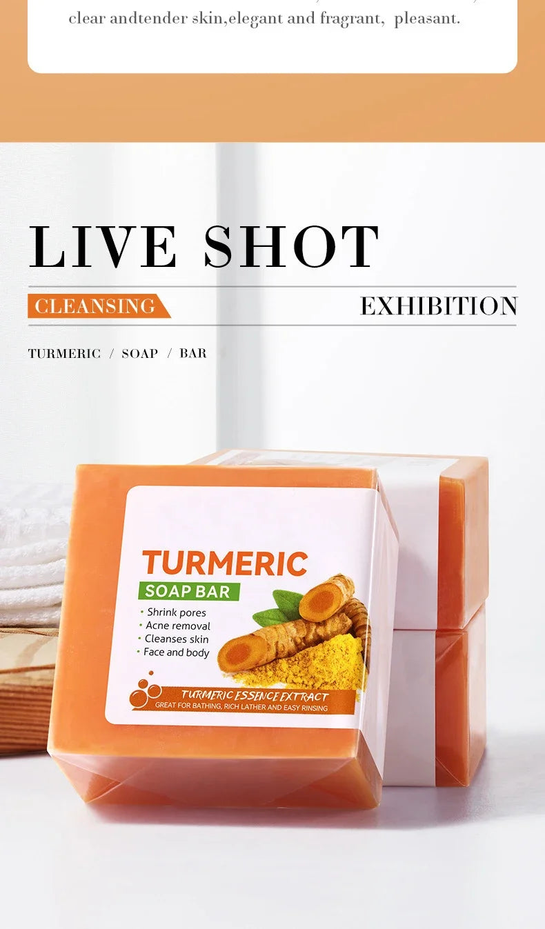 Hand Made Turmeric Soap Body Cleaning Lightening Dark Underarm Leg Body Cleansers Brightening Face Soap Tender Skin Care Beauty