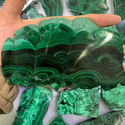 Natural Malachite Slate Cut Sheet Healing Malachite Slice Stones Polished Raw Malachite Plate Stones Decor 1pc