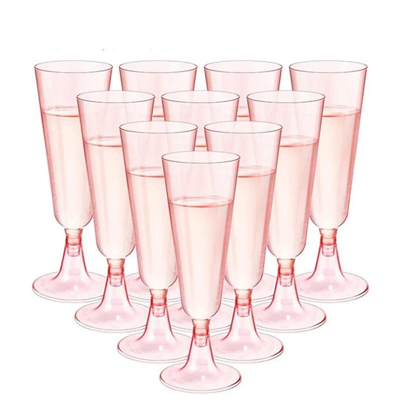 25pcs 150ml Disposable Cups Sparkling Champagne Bar Cups Plastic Champagne Flutes Clear Toasting Glasses for Weddings Party