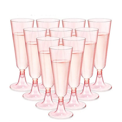 25pcs 150ml Disposable Cups Sparkling Champagne Bar Cups Plastic Champagne Flutes Clear Toasting Glasses for Weddings Party