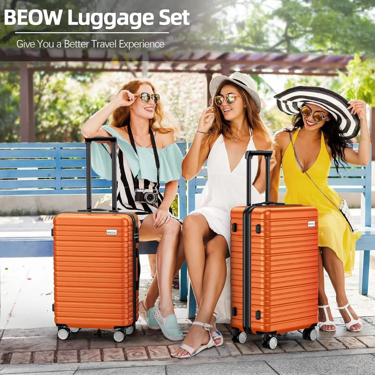 BEOW Luggage Sets 4 Piece, Expandable Luggage Sets with Spinner Wheels, TSA Lock Suitcases with Carry on Luggage Olive Green