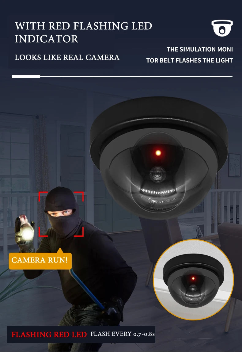 Wireless Black/White Dummy Camera Fake Plastic Dome CCTV Security Camera With Flashing Led Surveillance System Indoor Outdoor