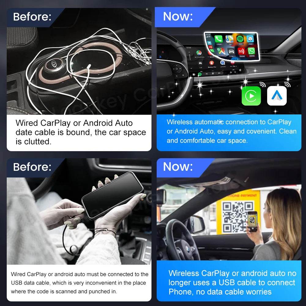 Carlinkit 5 2air Wireless CarPlay Android Auto Wireless Box 2in 1 Adapter 2-Channel Work Waze Spotify 5.8Ghz WiFi BT5.0 Siri GPS - MarvelouStoree