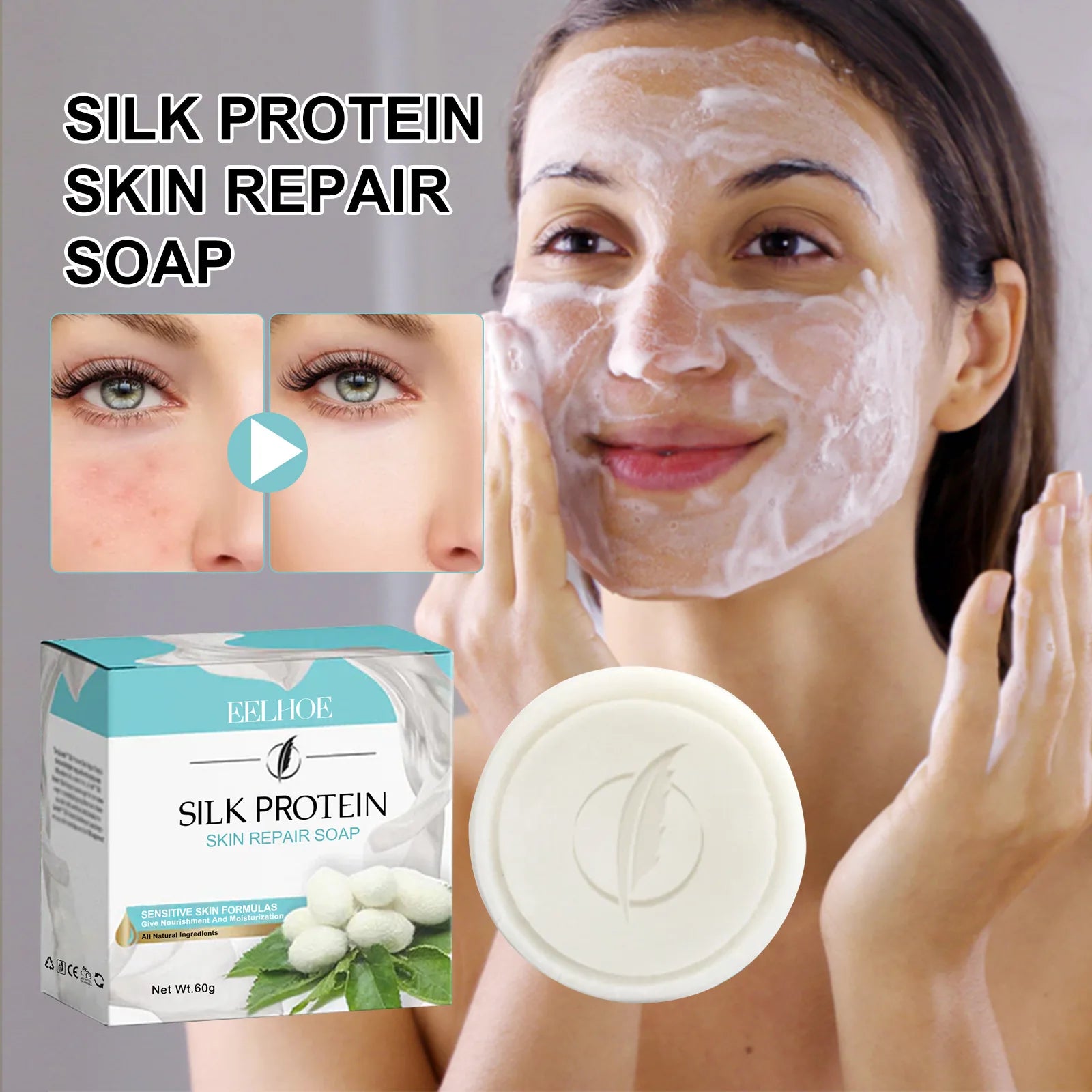 Protein Repair Facial Cleansing Soap Oil Control Clean Pores fade acne Dark Spots Moisturizing Whitening Skin face Washing Soap