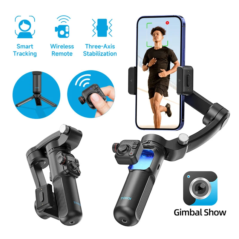 Handheld 3-Axis Gimbal Filming Stabilizer for cell phone mobile with Wireless Remote for iPhone Smartphone Face Tracking Video