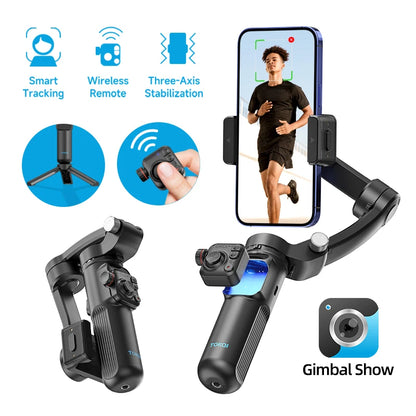 Handheld 3-Axis Gimbal Filming Stabilizer for cell phone mobile with Wireless Remote for iPhone Smartphone Face Tracking Video