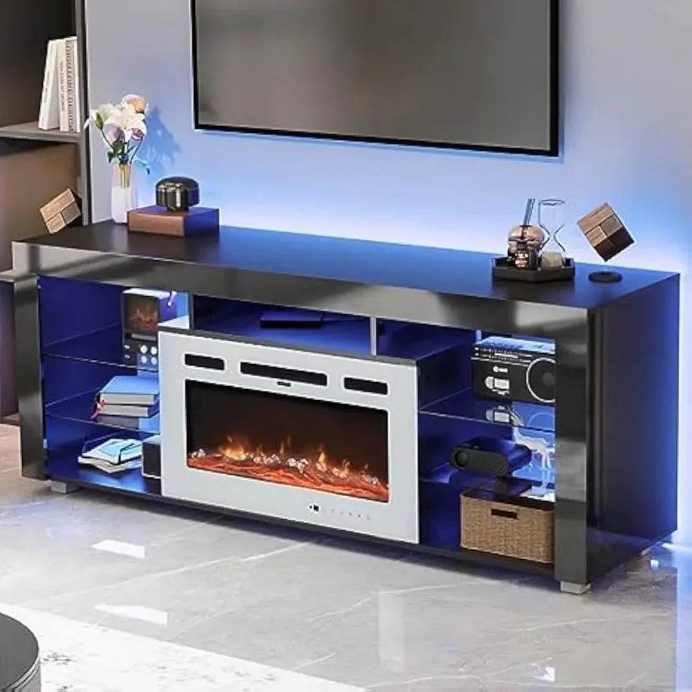 Electric Fireplace TV Stand for TV up to 75 Inches Entertainment Center with 1400W Fireplace - MarvelouStoree