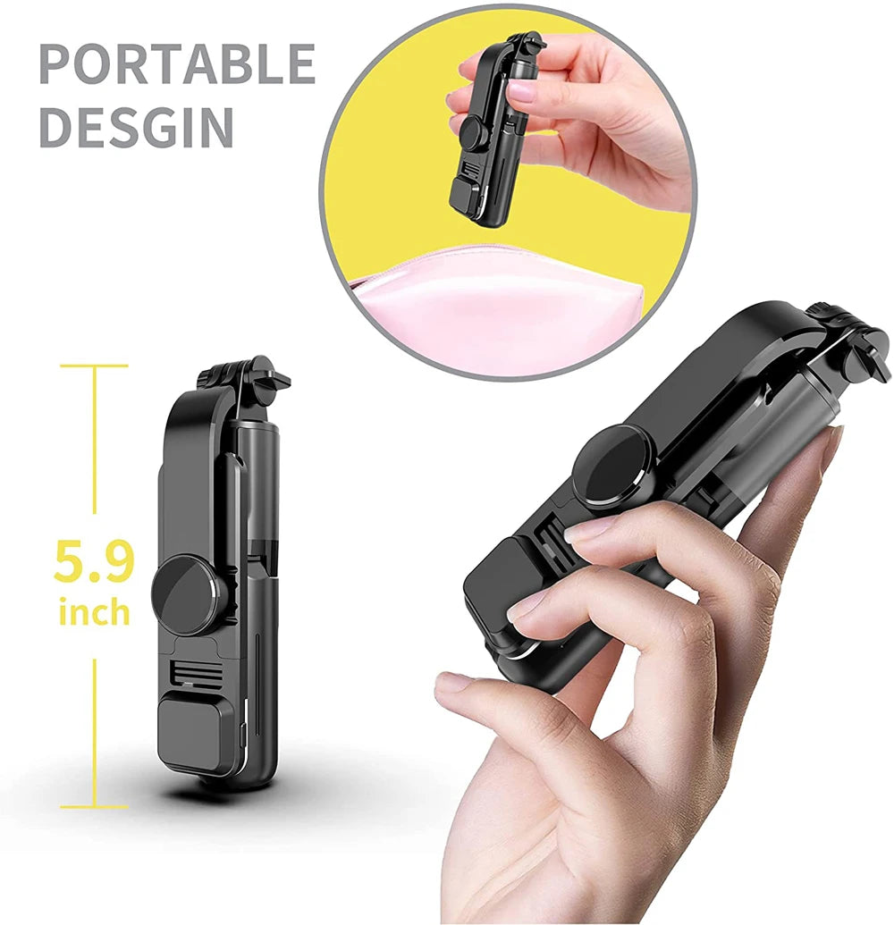 Wireless Bluetooth Selfie Stick Foldable Portable Tripod with Fill Light Shutter Remote Control for Android iPhone Smartphone